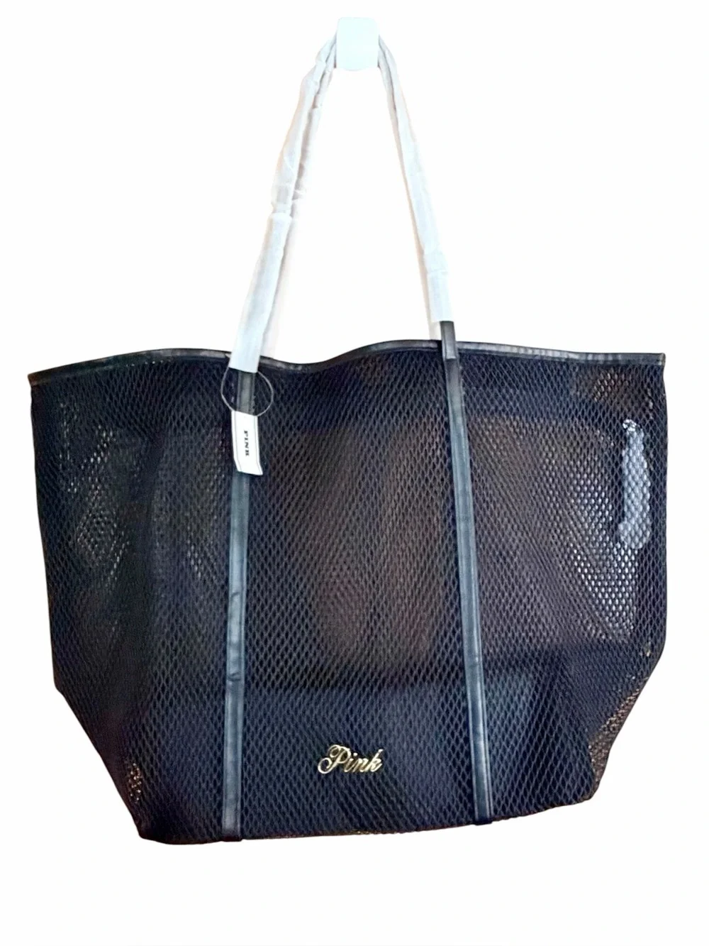 Victoria's Secret PINK Black Mesh Tote Bag NWT
